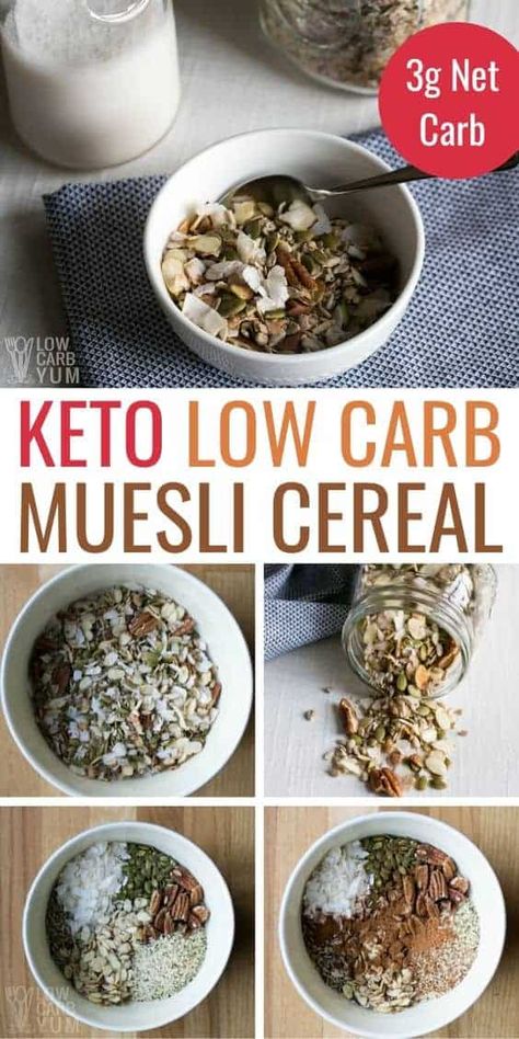 Muesli Cereal, Low Carb Cereal, Quick Keto Breakfast, Keto Cereal, Diet Lunch, Keto Breakfasts, Medicine Tips, Boiled Egg Diet Plan, Low Carb Chicken Recipes