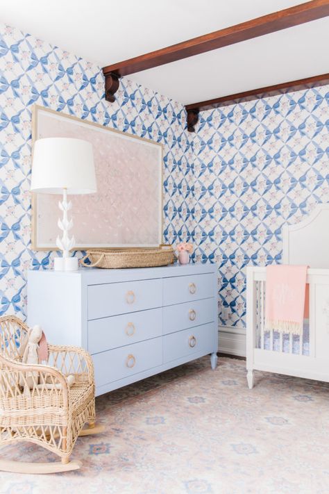 Designer Caitlin Wilson Launches Her First Children's Collection on April 23 - D Magazine Scalloped Quilt, Caitlin Wilson, Blue Dresser, Blue Nursery, Big Girl Rooms, Baby Bedroom, Baby's Room, Antique Inspiration, Girl Nursery