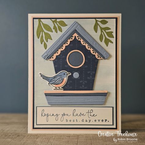 The Country Birdhouse bundle is just perfect for many different occasions. Take a look at how I made the card. Stampin Up Birthday Cards, Decorative Bird Houses, Hand Stamped Cards, Summer Cards, Card Making Tutorials, Fancy Fold Cards, Bird Cards, Stamping Up Cards, Card Making Techniques