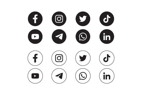 Set of social media icons in white background White Social Media Icons, Icons Social Media, Business Card Icons, Social Media Icons Vector, Quote Symbol, Icon Package, Social Media Landscape, Social Media Icons Free, Minimal Font