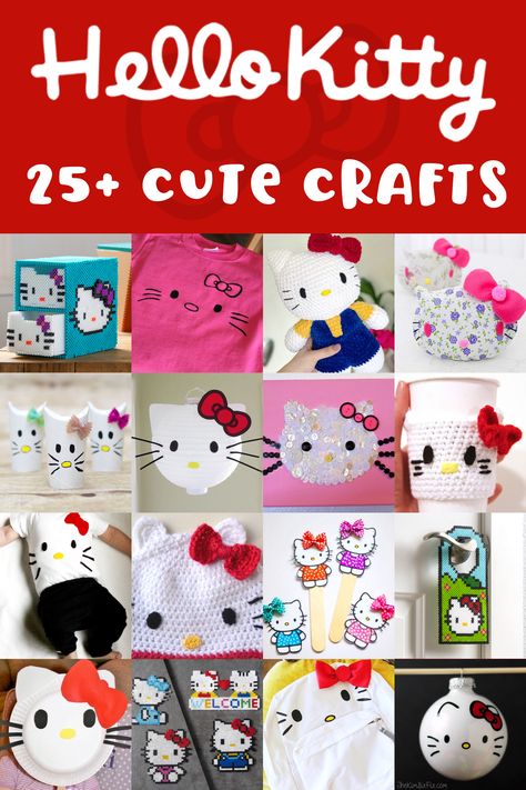 Diy Hello Kitty Birthday Party Ideas Crafts, Hello Kitty Sewing Ideas, Hello Kitty Birthday Party Activities, Hello Kitty Party Ideas Diy, Hello Kitty Diy Crafts Ideas Easy, Hello Kitty Crafts Diy, Hello Kitty Diy Crafts Ideas, Sanrio Activities, Hello Kitty Party Activities