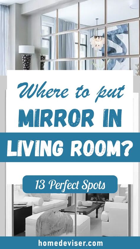 Where to Put Mirror in Living Room? 13 Ideal Locations! Wondering Where to Put Mirror in Living Room? These 13 suggestions will help you transform your living space into a stunning reflection of your personal style and creativity. Living Room Wall Decor Ideas Mirrors, Mirror Over Couch, Mirrors In Living Room Ideas, Wall Mirror Ideas Living Room, Mirror In Living Room, Wall Mirror Decor Living Room, Room Mirror Ideas, Narrow Living Room, Lighted Wall Mirror