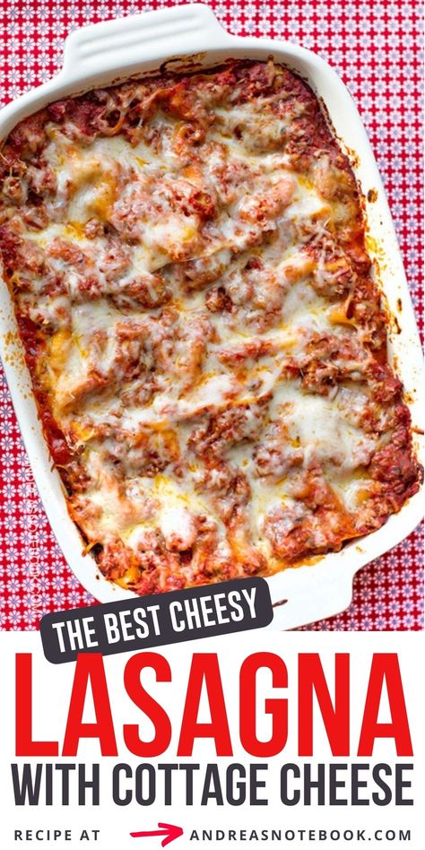 Ricotta And Cottage Cheese Lasagna, Lasagna Casserole With Cottage Cheese, Lasagna Using Cottage Cheese, Lasagna Recipe With Cottage Cheese And Ricotta, Lasagna With Cottage Cheese Easy, No Egg Lasagna Recipe, Lasagna Recipe Cottage Cheese, Lasagna No Ricotta Cheese, Lasagna Recipe Without Cottage Cheese