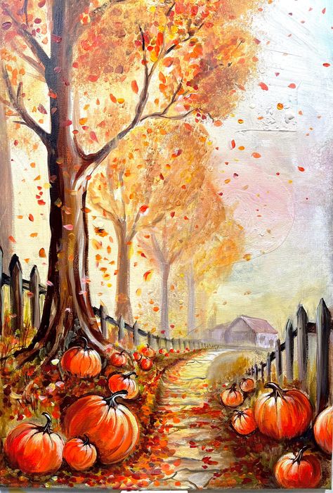 Beautiful acrylic artwork  Harvest - Autumn- Thanksgiving perfect gift  Will be great in any room !  Pumpkin fairytale for your home ❤️ Thanks Giving Paintings, Thanksgiving Acrylic Paintings, Thanksgiving Canvas Painting Ideas, Thanksgiving Painting Ideas, Thanksgiving Paintings, Pumpkin Acrylic Painting, Fall Acrylic Painting, Thanksgiving Artwork, Thanksgiving Painting