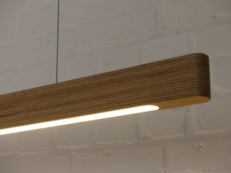 Suspended Luminaire in beech multi-ply. Lightning by LED | Etsy Kitchen Table Lamp, Pendant Lamp Dining, Wooden Pendant Lamp, Wooden Pendant Lighting, Wooden Light, Decorative Lights, Lighting Design Interior, Wooden Lamp, Wood Lamps