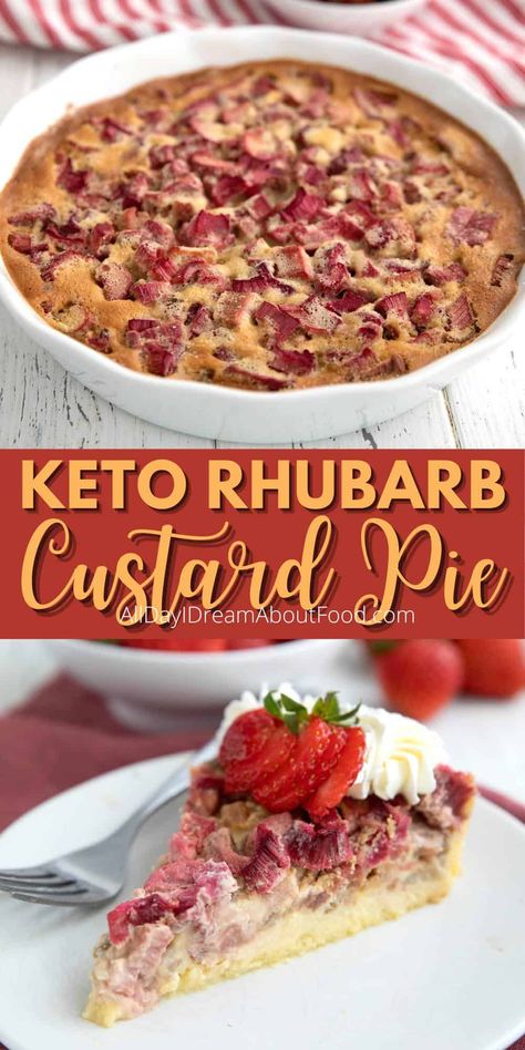 Keto Custard Pie, Keto Rhubarb Desserts, Keto Rhubarb, Keto Rhubarb Recipes, Keto Rhubarb Crisp, Low Carb Custard Pie, Keto Rhubarb Recipes Easy, Keto Pie, Keto Egg Custard Pie