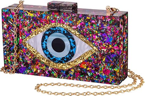 LETODE Clutch Purses for Women-Evil Eye Acrylic Clutch Glitter Purse Evening Bag Chain Shoulder Crossbody Handbags Glitter Purse, Glitter Bag, Acrylic Clutch, Handbag Stores, Best Purses, Crossbody Handbags, Barrel Bag, Evening Handbag, Bag Chain