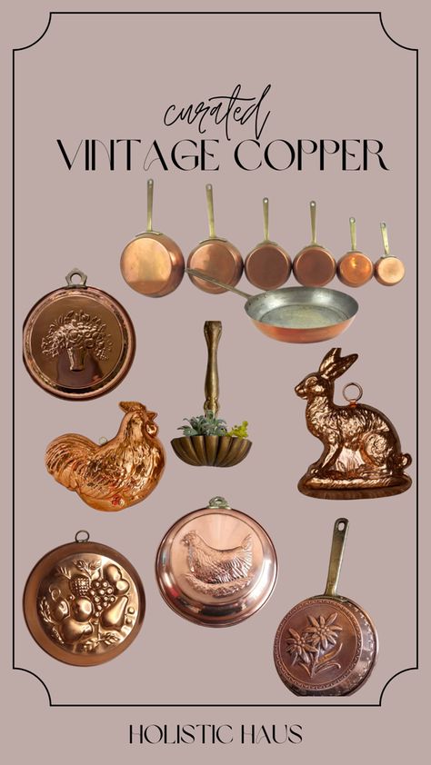 Copper Kitchenware, Kitchen Props, Retro Desserts, Copper Cookware, Wooden Boards, Copper Pots, Vintage Kitchenware, Country French, Copper Kitchen