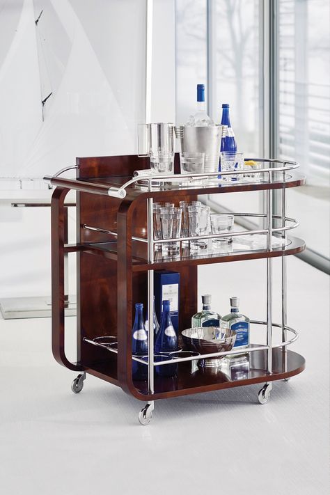 Home Bar Cart, Drinks Trolley, Random Inspiration, Bottle Rack, Polished Stainless Steel, Ralph Lauren Home, Mini Bar, Solid Hardwood, Luxury Furniture