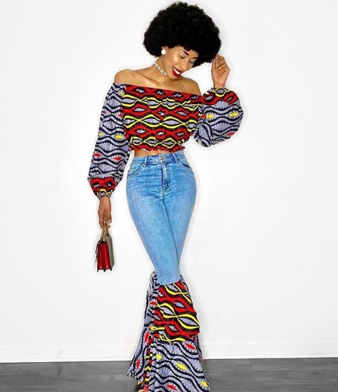 Ankara Slay Fashion - Zanaposh Corset Ankara, Slay Fashion, Ankara Pants, Fire Ideas, Ankara Blouse, Simple Tops, Ankara Tops, Afrocentric Fashion, Fashion Dresses Formal