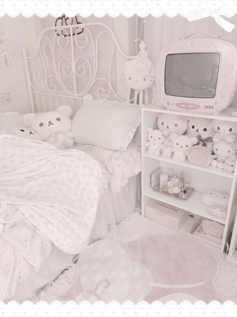 Morute Bedroom, Dollete Room, Dolly Room, Pink House Interior, Kawaii House, Kawaii Bedroom, Dream Bedroom Inspiration, Girly Room, Pretty Bedroom