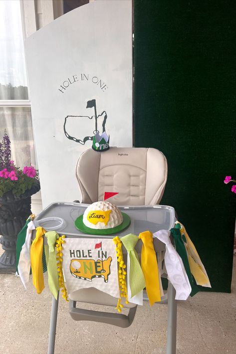 Some of the Master's theme decor I incorporated into our hole in one birthday party. Hole In One Birthday Party, 1st Birthday Decorations Boy, Golf First Birthday, Mickey 1st Birthdays, Boys First Birthday Party Ideas, Golf Birthday Party, Baby Birthday Decorations, Baby Birthday Themes, One Year Birthday