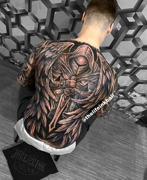 12 hours' work. Trap Tattoos Men Shoulder, Trap Tattoos Men, Tattoos Men Shoulder, Tattoos Men, Back Tattoos, Tattoos For Guys, Tattoos, Quick Saves, Back Tattoo