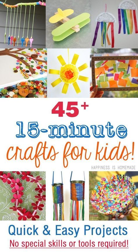 Quick and Easy 15 Minute Kids Crafts that require no special skills or tools. PERFECT for beginning crafters and "non-crafty" parents - Carving out family time to create and bond is SO important! Easy Kids Crafts, Freetime Activities, Crafty Kids, Childrens Crafts, Easy Crafts For Kids, Craft Activities For Kids, Easy Kids, Toddler Crafts, Arts And Crafts For Kids