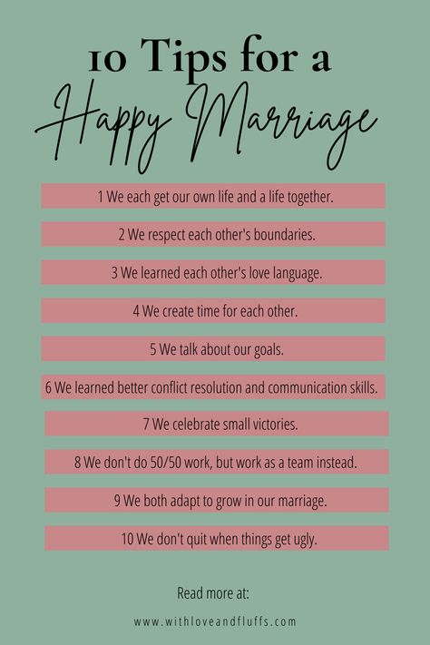 Are you working to make your dream marriage a reality? These 10 tips to a happy marriage will help you create a beautiful life with your spouse. Created by a couple who have been married for 18 years, with the one goal of having a happy and healthy relationship. Click to read how they did it! Tips For Happy Married Life, Tips For A Healthy Marriage, Happy Spouse Happy House, Marriage Rules To Live By, Happy Marriage Aesthetic, Healthy Marriage Tips, Tips For Marriage, Rules For A Happy Marriage, Marriage Rules