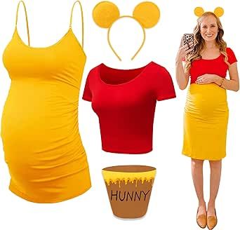 Halloween Costume for Pregnant Women Maternity Halloween Costumes Yellow Maternity Dress Long Tanks Red Short Sleeve top Halloween Costume For Pregnant Women, Costume For Pregnant Women, Halloween Costumes Pregnant Women, Maternity Halloween Costumes, Costumes Pregnant, Yellow Maternity Dress, Maternity Halloween, Pregnancy Costumes, Pregnant Halloween Costumes