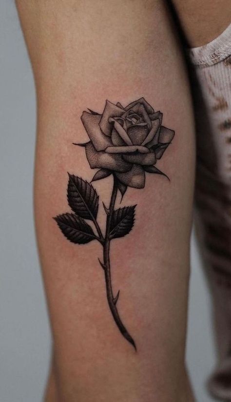 Feed Your Ink Addiction With 50 Of The Most Beautiful Rose Tattoo Designs For Men And Women|#tattoo #handtattoo #tattoos #rosetattoo #tattoorose 83 Rose Stem Tattoo, Rose Tattoo Stencil, Single Rose Tattoos, Simple Rose Tattoo, Rose Tattoo On Arm, Realistic Rose Tattoo, Daffodil Tattoo, Rose Flower Tattoos, Rose Tattoos For Men