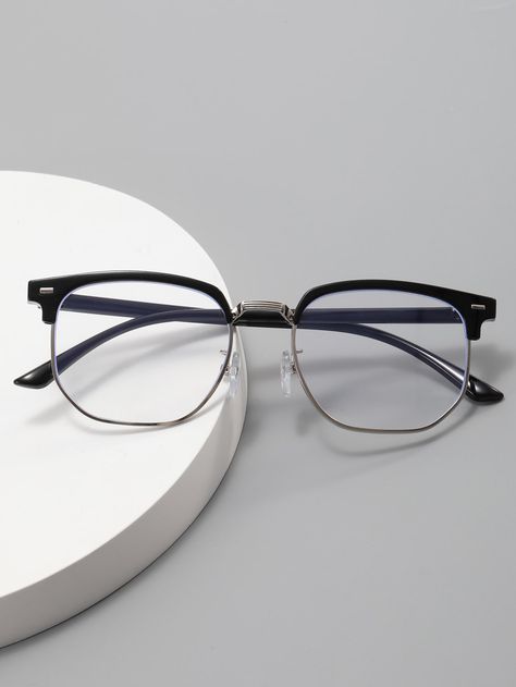 Glasses Male Aesthetic, Round Glasses Men Aesthetic, Geometric Glasses, Classy Specs Frames For Men, Spects Frames Men, Shein Glasses Black, Stylish Glasses For Men, Half Rim Glasses, Browline Glasses