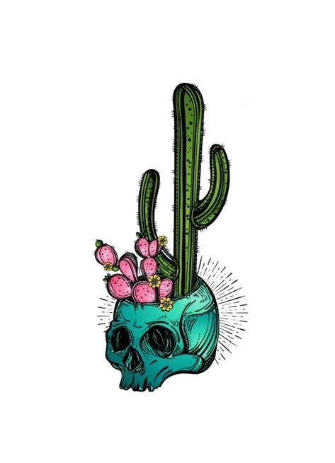 Dreamcore Art, Skull Cactus, Skull Face Paint, Western Prints, Spooky Tattoos, Colorful Skulls, Tattoo Portfolio, Dream Tattoos, Abstract Drawings