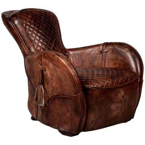 Saddle Leather Chair, Saddle Chair, Brown Leather Chairs, Brown Armchair, House Paint Interior, Equestrian Decor, Saddle Brown, Saddle Leather, Armchair Vintage