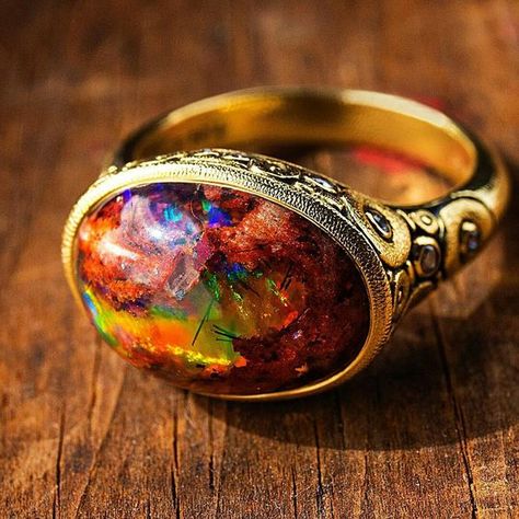 Alex Sepkus, Mexican Opal, Mexican Fire Opal, Matrix Opal, Fire Opal Ring, Unusual Jewelry, Minerals And Gemstones, Girly Jewelry, Gorgeous Jewelry