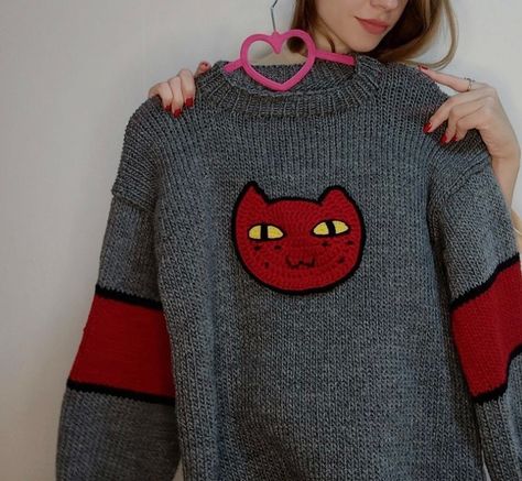 This amazing project was inspired by the Marceline the vampire queen story. Ive involved all my knitting experience to create this unique cat face: it includes 3 knitting techniques to achieve this bright result. I used only high quality materials: premium wool blend yarn . This sweater is fully handmade - so you can customize it if you wish to change the parametres or the colors. Also you can order another pic if its real to involve using a yarn - text me and we`ll watch available varian... Marceline Sweater, Flamingo Fashion, Marceline The Vampire Queen, Vampire Queen, Unique Cats, Knitting Techniques, Cat Face, The Vampire, Text Me