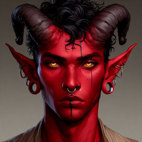 Incubus Demon, Tiefling Male, Dnd Tiefling, Male Elf, Evil Tattoos, Fantasy Demon, Super Powers Art, Fantasy Races, Dungeons And Dragons Characters