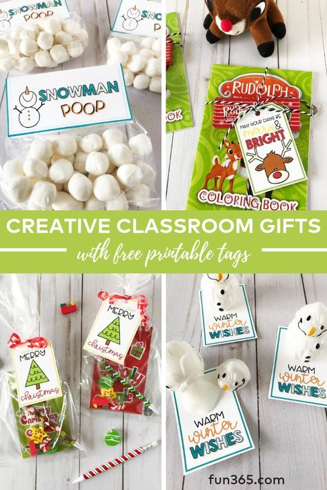 Put together these simple holiday gifts for the students in your classroom. Each of our gift ideas comes with a FREE printable gift tag! Small Gift Ideas For Classmates, Christmas Gift To Class From Teacher, Holiday Gifts For Preschool Students, Christmas Gifts For Kindergarten Classmates, Classroom Christmas Gifts For Classmates, Holiday Gift From Teacher To Student, Christmas Gifts For Students From Teacher Cute Ideas, Winter Student Gifts, Classroom Holiday Gifts For Students