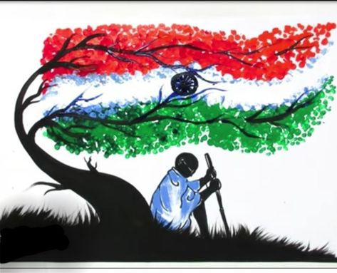 My India Drawing Competition, Indipendens Day Drawing, 15 August Painting, Indipendente Day Drawing Idea, Independent Day Drawing Ideas, Independent Day Drawing, Tricolour Craft, 15 August Drawing, Independence Day Painting