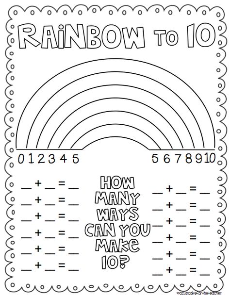 http://acupcakefortheteacher.blogspot.com/2013/01/rainbow-to-10-freebie.html Math Number Sense, Number Bonds, Math Intervention, Math Addition, Math Workshop, Homeschool Math, Guided Math, First Grade Math, Number Sense