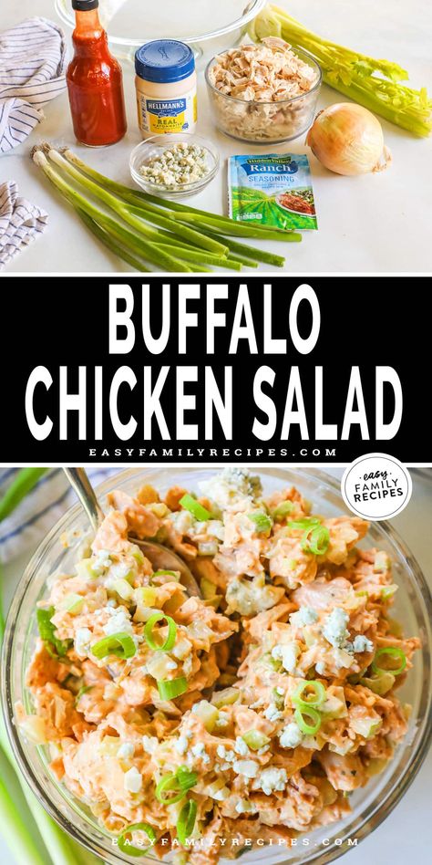 This easy buffalo chicken salad recipe spices up chicken salad in the best way! Creamy chicken salad with buffalo sauce and ranch seasoning makes a flavorful, protein-packed, and super versatile chicken salad recipe. Serve it over greens, in sandwiches and wraps, tucked in a tomato or avocado, or enjoy this buffalo chicken salad with some rice for a complete meal! Perfect for meal-prep, we love having this buffalo chicken salad in the refrigerator for easy and delicious lunches and dinners. Buffalo Chicken Salad Recipe, Dutch Oven Roast Chicken, Creamy Chicken Salad, Perfect Baked Chicken Breast, Perfect Baked Chicken, Sandwiches And Wraps, Buffalo Ranch Chicken, Chicken Salad Sandwich Recipe, Chicken Salad Ingredients