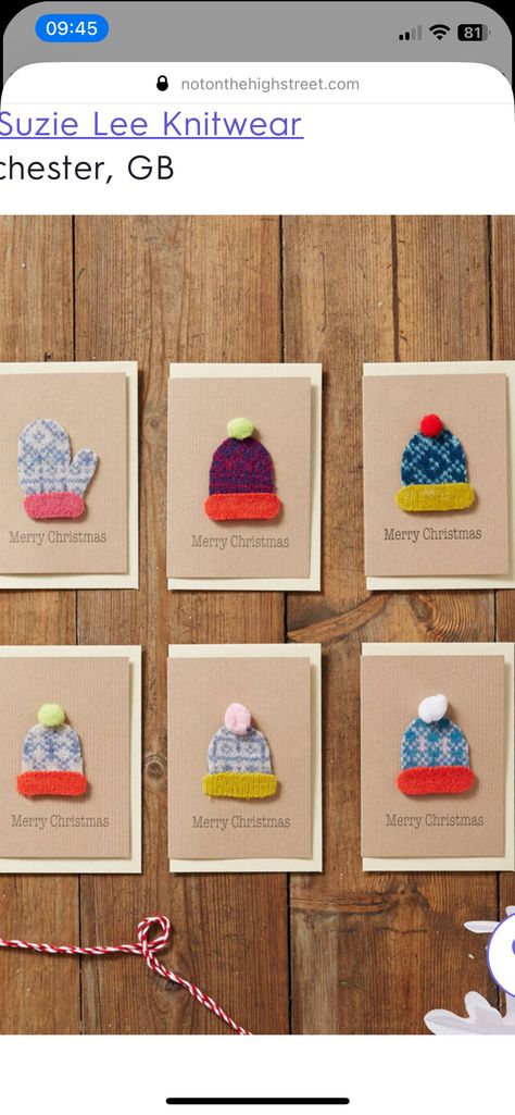 Fabric Christmas Cards, Mittens Card, Handmade Christmas Cards, Fabric Cards, Christmas Card Art, Christmas Card Set, Homemade Christmas Cards, Bobble Hat, Christmas Card Crafts