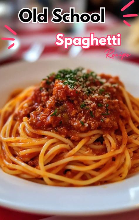 School Spaghetti Recipe, Old School Spaghetti, Fresh Cherry Recipes, Cherry Tomato Sauce, Satisfying Meals, Comfort Dishes, Spaghetti Pasta, Fresh Cherries, Cooking Games