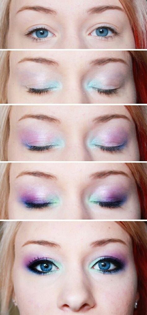 DIY Unicorn Makeup - DIY Cuteness 80s Eye Makeup, Simple Eyeshadow Tutorial, Mermaid Makeup Halloween, Galaxy Makeup, 80s Makeup, Simple Eyeshadow, Mermaid Halloween, Unicorn Makeup, Unicorn Halloween