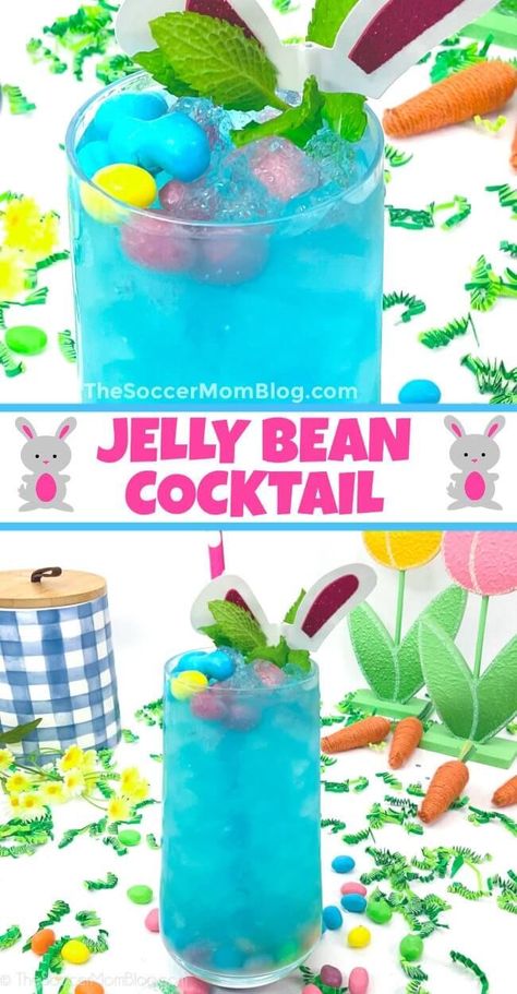 This jelly bean cocktail is perfect for Easter brunch! A sweet blend of berry and citrus flavors, it tastes just like candy and looks bright and festive! So easy to prepare with 3 simple ingredients. Try this cocktail recipe this weekend! Easter Drinks For Adults, Easter Cocktails Drinks, Fun Easter Drinks, Easter Bunny Desserts, Easter Cocktail Recipes, Bunny Desserts, Easter Cocktail, Easter Drink, Easter Cocktails