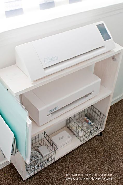 Easy DIY Craft Cart...Perfect Silhouette Storage! | Make It and Love It Craft Machine Storage, Diy Craft Cart, Silhouette Storage, Craft Storage Cart, Alex Drawers, Craft Cart, Cart Ideas, Ikea Alex, Scrapbook Organization