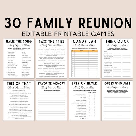 Family Reunion Questionnaire, Family Reunion Ice Breakers, Family Reunion Ideas Organizing, Reunion Activities, Family Reunion Activities, Reunion Games, Family Reunion Games, Family Reunion Planning, Reunion Ideas