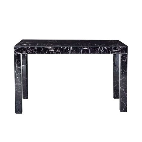 West Elm Parsons desk in black marble decoupage, $699; westelm.com Marble Office, Parsons Desk, Pretty Office, Cool Room Designs, Houses In France, Dressers Makeover, 3d Printer Projects, Office Supply Organization, Office Chic