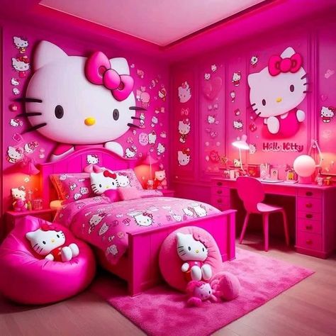 Frozen Bedroom, Kitty Room, Bedroom Ideas For Small Rooms Diy, Hello Kitty Bedroom, Diy Hello Kitty, Girl Room Inspiration, Girly Room Decor, Beautiful Bedroom Decor, Future Bedroom