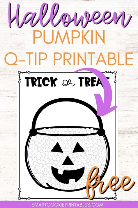 A free Q-tip Painting Printable Halloween Craft for Kids Halloween Centers, Free Kindergarten Printables, Halloween Math Activities, Halloween Party Activities, Q Tip Painting, Preschool Crafts Fall, 1st Grade Activities, Halloween Kindergarten, Lesson Plans For Toddlers