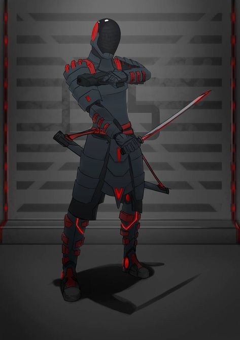 Punk Samurai, Future Ninja, Dark Samurai, Hero Ideas, Samurai Concept, Urban Samurai, Armor Drawing, Ajin Anime, Cyborgs Art