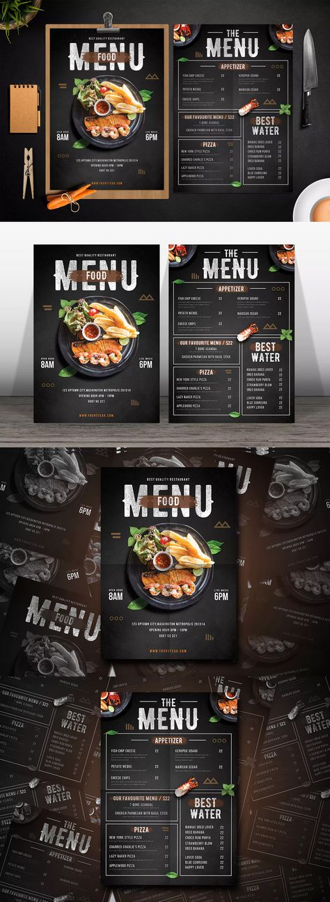 Modern Food Menu Template PSD Menu Restaurant Ideas, Menu Design Layout, Menu Sans Gluten, Menu Design Ideas, Menu Pizza, Menu Design Inspiration, Cafe Menu Design, Menu Card Design, Menue Design