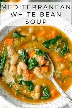 Soup Mediterranean, Soup For Lunch, Soup With Spinach, Gluten Free Soup Recipes Glutenfree, Vegan Mediterranean, Mediterranean Recipes Healthy, Mediterranean Diet Recipes Dinners, Diet Soup Recipes, Easy Mediterranean Diet Recipes