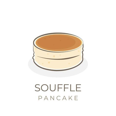 Japanese Souffle Pancake Cartoon Vector Illustration Logo Pancake Cartoon, Pancake Business, Pancake Logo, Minimalist Perfume, Pancake Drawing, Souffle Pancake, Seafood Pancake, Egg House, Cake Icon