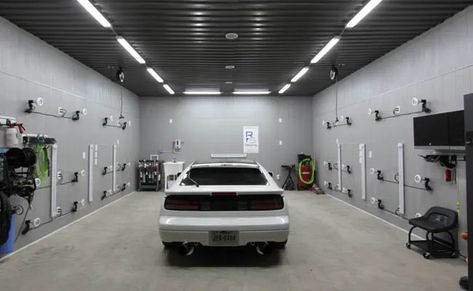 5 Simple Lighting Setups for Detailing Your Car Garage Lights Interior Ceilings, Office Ceiling Lighting, Bright Kitchen Lighting, Led Office Lighting, Shop Light Fixtures, Fluorescent Light Fixture, Cottagecore Living, Garage Design Interior, Black Brick Wall