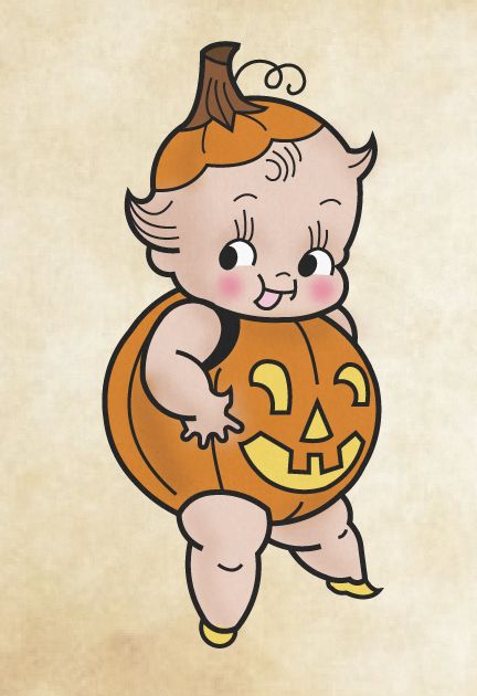 Cartoon Horror Characters Tattoo, Halloween Kewpie Tattoo, Kewpie Cowboy, Kewpie Drawing, Kewpie Wallpaper, Halloween Papermache, Kewpie Halloween, Vintage Halloween Tattoos, Sonny Angel Drawing