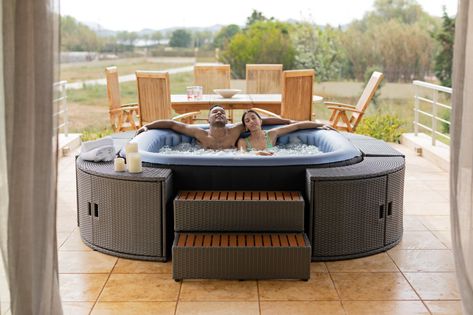 Whirlpool Deck, Tub Surround Ideas, Hot Tub Surround, Hot Tub Patio, Outdoor Hot Tub, Inflatable Spas, Portable Hot Tub, Tub Enclosures, Hot Tub Deck