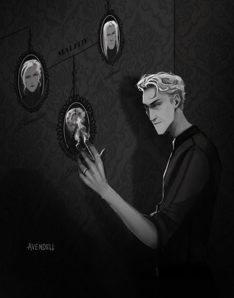 AVENDELL — Commission piece. 🖤 From @smozark to... Draco Y Hermione, Draco And Hermione Fanfiction, Malfoy Family, Draco Malfoy Fanart, Dramione Fan Art, Drarry Fanart, Tom Felton Draco Malfoy, Draco And Hermione, Harry Potter Artwork