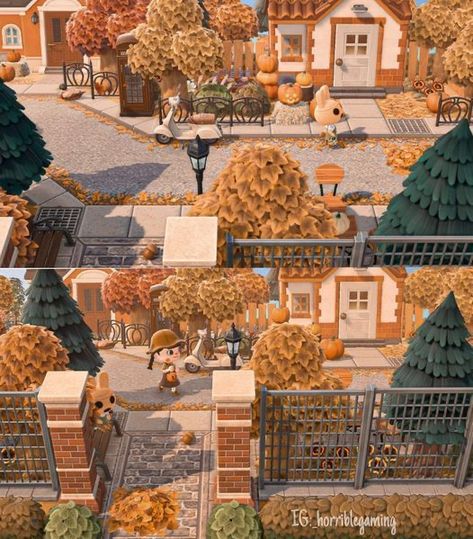 Horrible Gaming, Autumn Town, Fall City, City Decor, City Island, Animal Crossing Wild World, Island Theme, Spooky Town, Animal Crossing Villagers