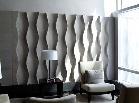 Beautiful interior design ideas for walls with decorative acoustic panels Frp Wall Panels, Fabric Wall Panels, Interior Design Colleges, Metal Wall Panel, Acoustic Panel, Acoustic Wall Panels, Parametric Design, Decorative Wall Panels, Beautiful Interior Design